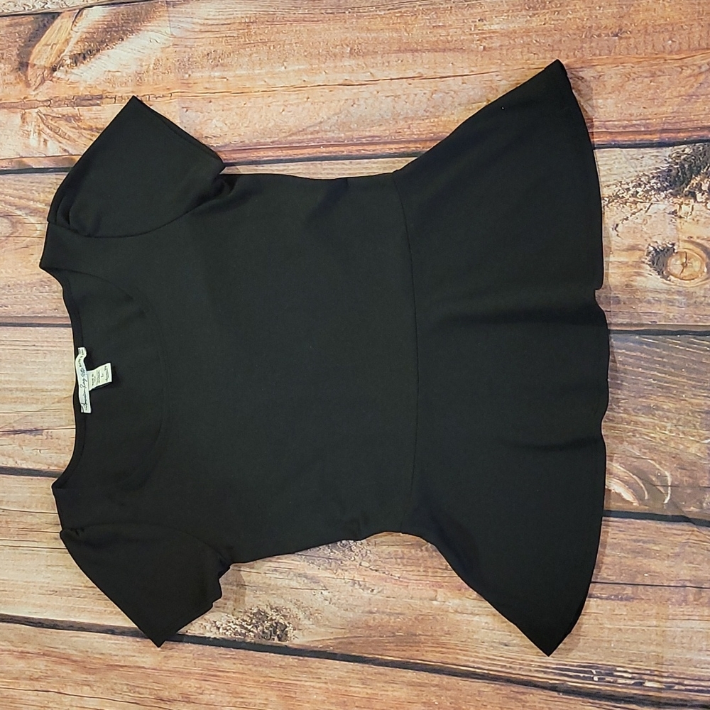 American rag- black tee, flare bottom